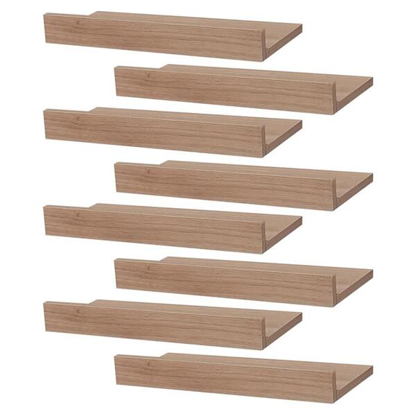 Kit 8 Prateleiras Porta Quadros 60 X 15cm Carvalho Suporte In