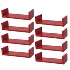Kit 8 Prateleiras U 40 X 10cm Vermelha Suporte Invisível