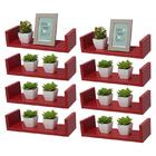 Kit 8 Prateleiras U 40 X 10cm Vermelha Suporte Invisível