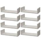 Kit 8 Prateleiras U 40 X 15cm Branca Suporte Invisível