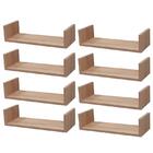 Kit 8 Prateleiras U 40 X 15cm Carvalho Suporte Invisível