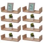 Kit 8 Prateleiras U 40 X 15cm Carvalho Suporte Invisível