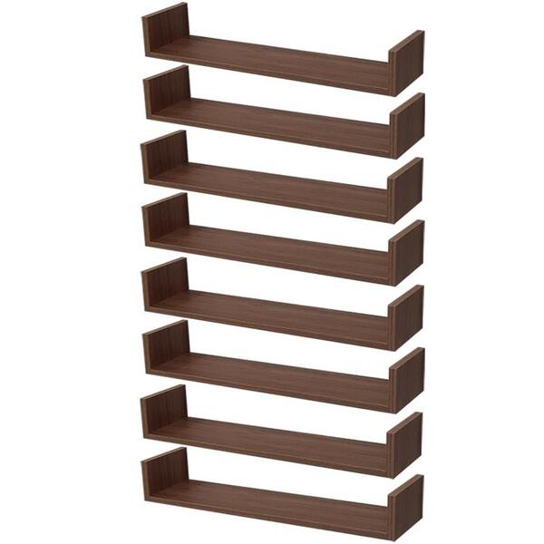 Kit 8 Prateleiras U 60 X 10cm Nogal Suporte Invisível