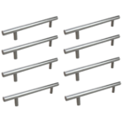 Kit 8 Puxador Haste Redondo Em Metal Inox 192mm Para Gaveta