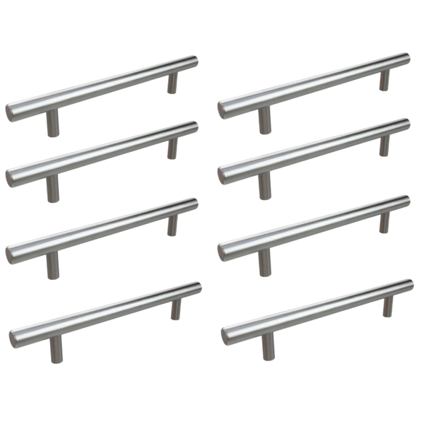Kit 8 Puxador Haste Redondo Em Metal Inox 192mm Para Gaveta