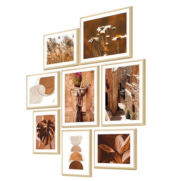 Kit 8 Quadros Decorativos Paisagem Vintage Flores Sala