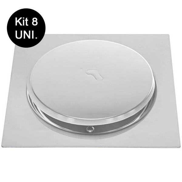 Kit 8 Ralos Click Aço Inox Inteligente Banheiros Lavabos Casa