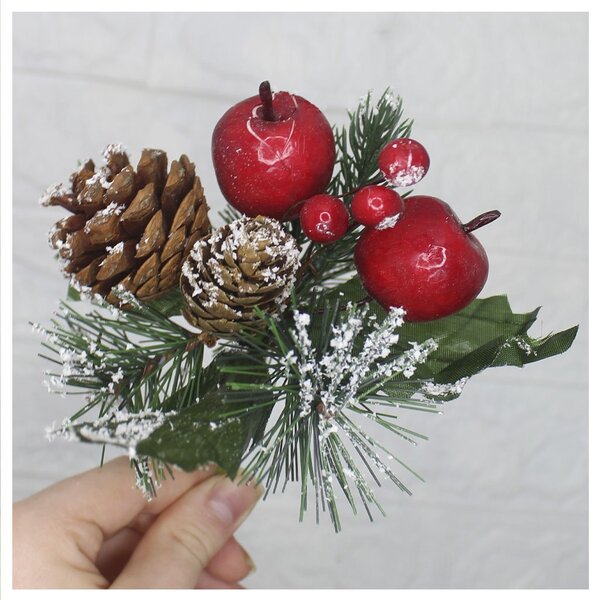 Kit 8 Ramos Maçã Decoração Natal Artificial Com Detalhes Bran