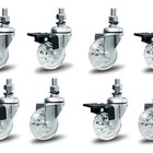 Kit 8 Rodízio Silicone Pvc Gel Cristal Parafuso 2" 50mm 4 Com