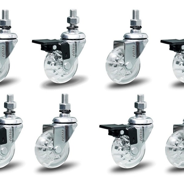 Kit 8 Rodízio Silicone Pvc Gel Cristal Parafuso 2" 50mm 4 Com