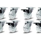 Kit 8 Rodízios Silicone Pvc Gel Cristal Placa 2" 50mm 40kg 4