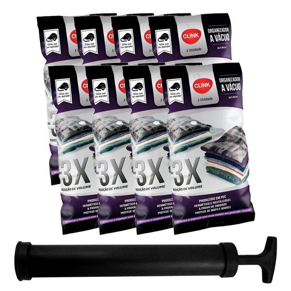 Kit 8 Sacos Organizadores A Vácuo Viagem Mala Armários Closet