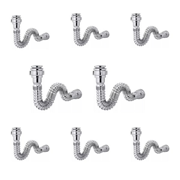 Kit 8 Sifão Sanfonado Cromado Cozinha Pia Banheiro Tanque