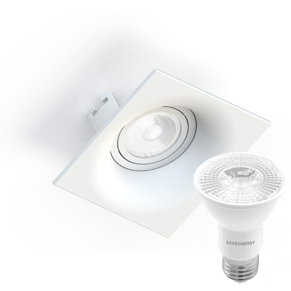 Kit 8 Spot Embutir Sand Save Energy P/ Lâmpada Par20 Branco +