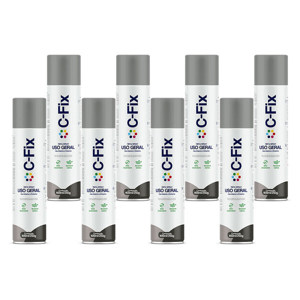 Kit 8 Tintas Spray Alumínio Para Rodas E Uso Geral 400ml C-fix