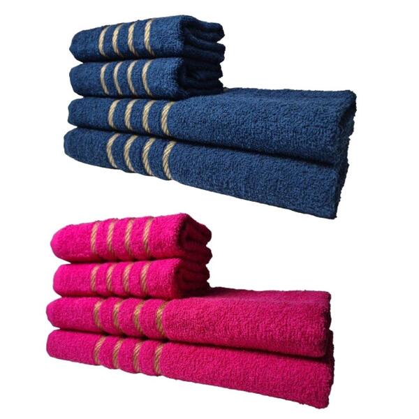 Kit 8 Toalhas Grandes Dubai 4 Banhos 4 Rostos Azul+rosa