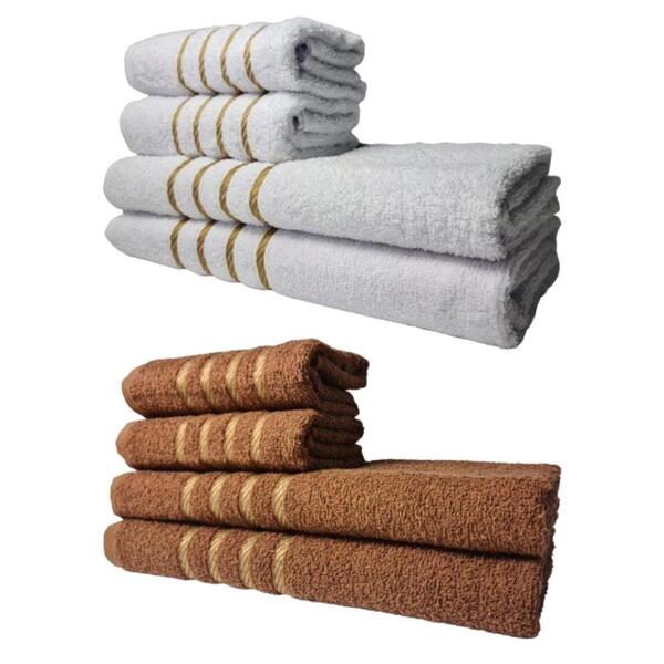 Kit 8 Toalhas Grossas E Grandes Dubai 4 Banhos 4 Rostos Branc