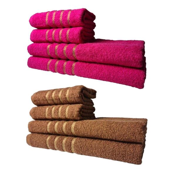 Kit 8 Toalhas Grossas E Grandes Dubai 4 Banhos 4 Rostos Rosa+