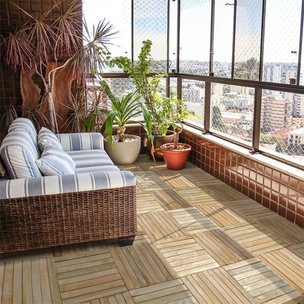 Kit 8 Unidades Decks De Madeira Modular 30x30 Cm Sacada E Var