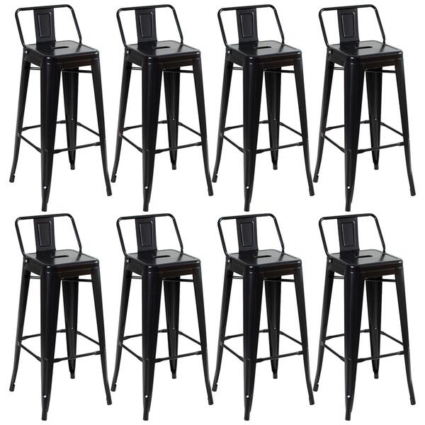 Kit - 8 X Banquetas Altas Iron Tolix Com Encosto - 76 Cm - Pr