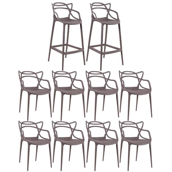 Kit - 8 X Cadeiras + 2 X Banquetas Altas Masters Allegra - Fe
