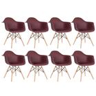 Kit - 8 X Cadeiras Charles Eames Eiffel Daw Com Braços - Base