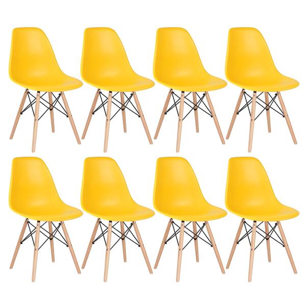 Kit - 8 X Cadeiras Charles Eames Eiffel Dsw - Base De Madeira
