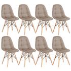 Kit - 8 X Cadeiras Eames Botonê - Nude - Base De Madeira Clara