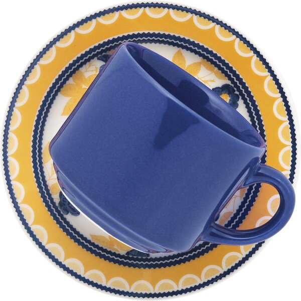 Kit 8 Xícaras Com Pires Donna Giardino Oxford Cerâmica 200ml