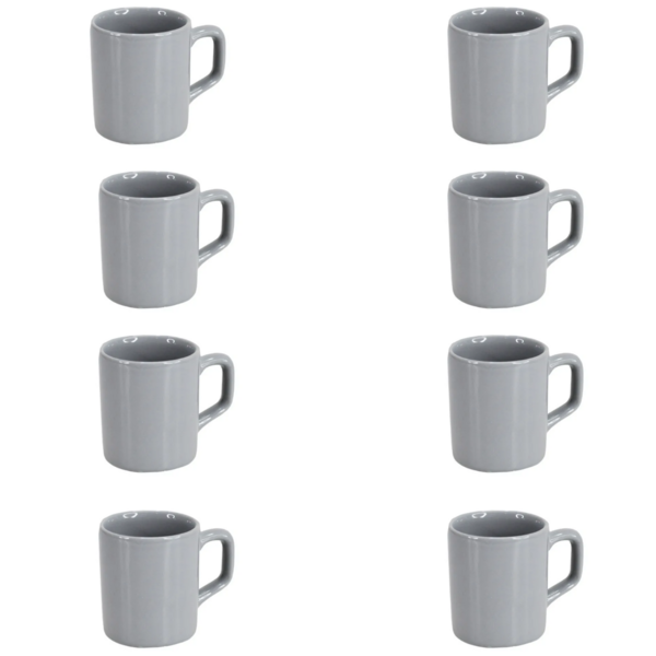 Kit 8 Xícaras De Café Chá Expresso 90ml Dolce Porcelana Cinza