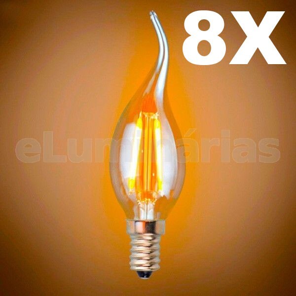 Kit 8x Lâmpadas Led 4w C35l 220v Velavintage Retrô E14 Indust