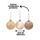 Kit 90 Bolas Natal Mista Glitter, Fosca, Champagne 3cm - Mast