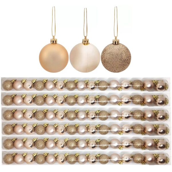 Kit 90 Bolas Natal Mista Glitter, Fosca, Champagne 3cm - Mast