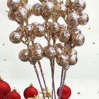 Kit 96 Galhos Frutas Artificiais Glitter Dourado Natal 18cm