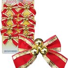 Kit 96 Laços Com Bolinhas Enfeite Natalino Dourado Brilhante