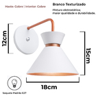 Kit 9 Arandela Parede Berlin 15cm Branco C/ Cobre