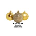 Kit 9 Bolas De Natal Mista Gliter, Fosca E Brilho Dourada 6cm