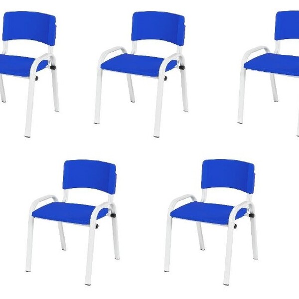 Kit 9 Cadeira Iso Infantil Creche, Escola Base Branco Azul