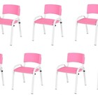 Kit 9 Cadeira Iso Infantil Creche, Escola Base Branco Rosa