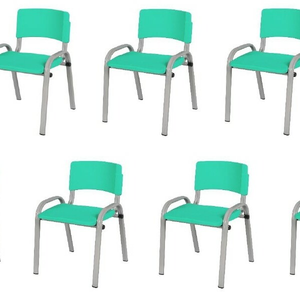 Kit 9 Cadeira Iso Infantil Creche, Escola Base Cinza Verde Ág