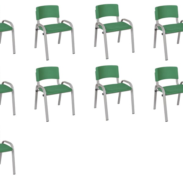 Kit 9 Cadeira Iso Infantil Creche, Escola Base Cinza Verde Es