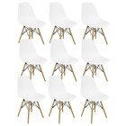 Kit 9 Cadeiras Charles Eames Eiffel Wood Design Branca Branco