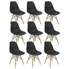 Kit 9 Cadeiras Charles Eames Eiffel Wood Design Preta