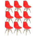 Kit 9 Cadeiras Charles Eames Eiffel Wood Design Vermelha