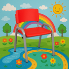 Kit 9 Cadeiras Infantil Iso, Escola, Base Cinza- Vermelho