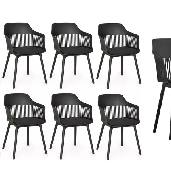 Kit 9 Cadeiras Polipropileno Marcela Montreal Preta Para Sala