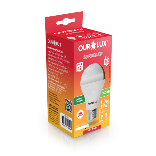 Kit 9 Lâmpada Led Bulbo 12w Branco Frio (6500k) - Ourolux