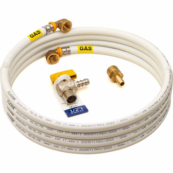 Kit 9 Metros 16mm Tubo Multicamadas Pex Gás + Registro Bm