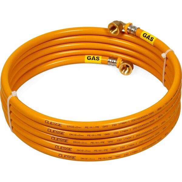 Kit 9 Metros 16mm Tubo Multicamadas Pex Gás Amarelo + 2 Cotov