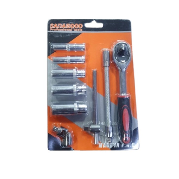 Kit 9 Peças Chave Catraca 1/4 + Soquete + Alongador + Junção